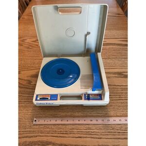 Vintage Fisher-Price 825 Record Player Portable Phonograph 33 45 RPM Tan Blue